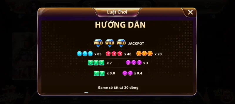 luật chơi và cơ chế trả thưởng của game Kim Cương